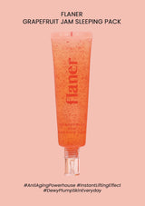 Flaner Grapefruit Jam Sleeping Pack on a pink background
