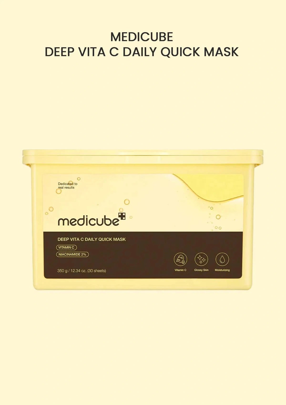 Medicube Deep Vita C Daily Quick Mask packaging on a beige background