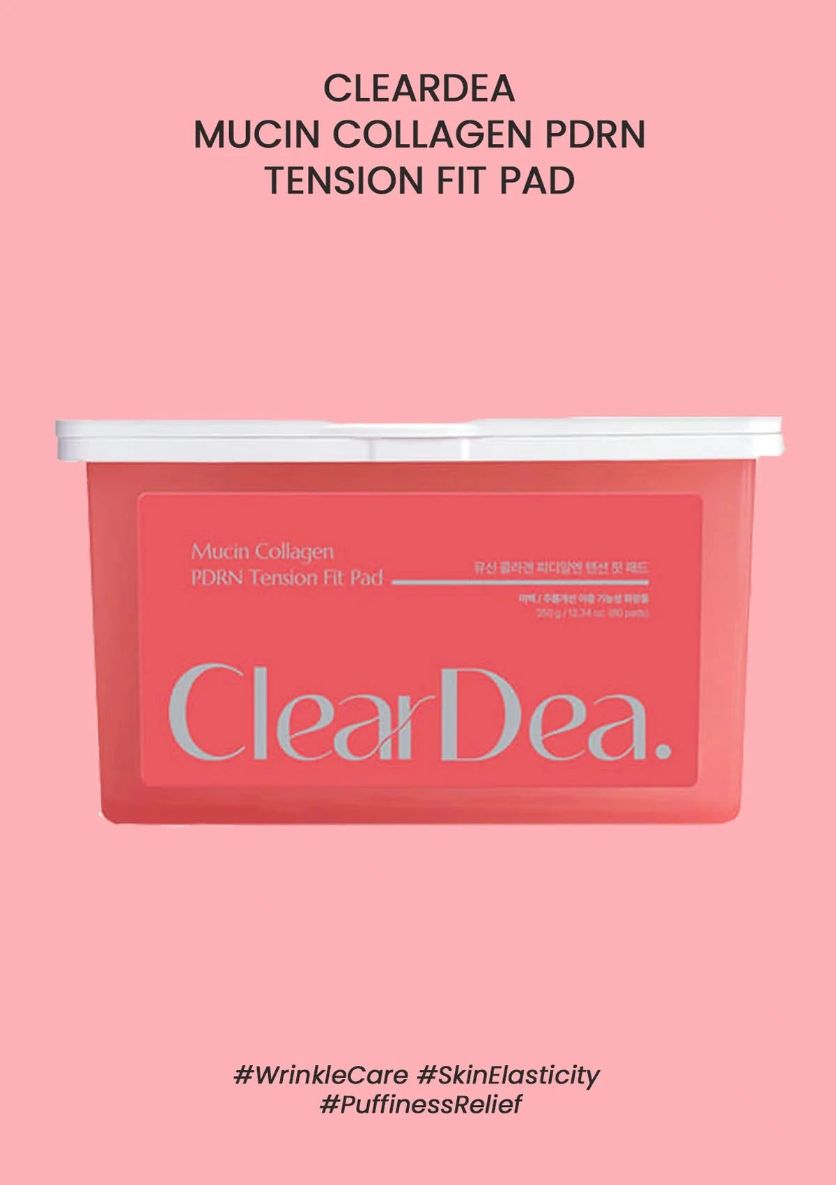 ClearDea mucin collagen pad on a pink background