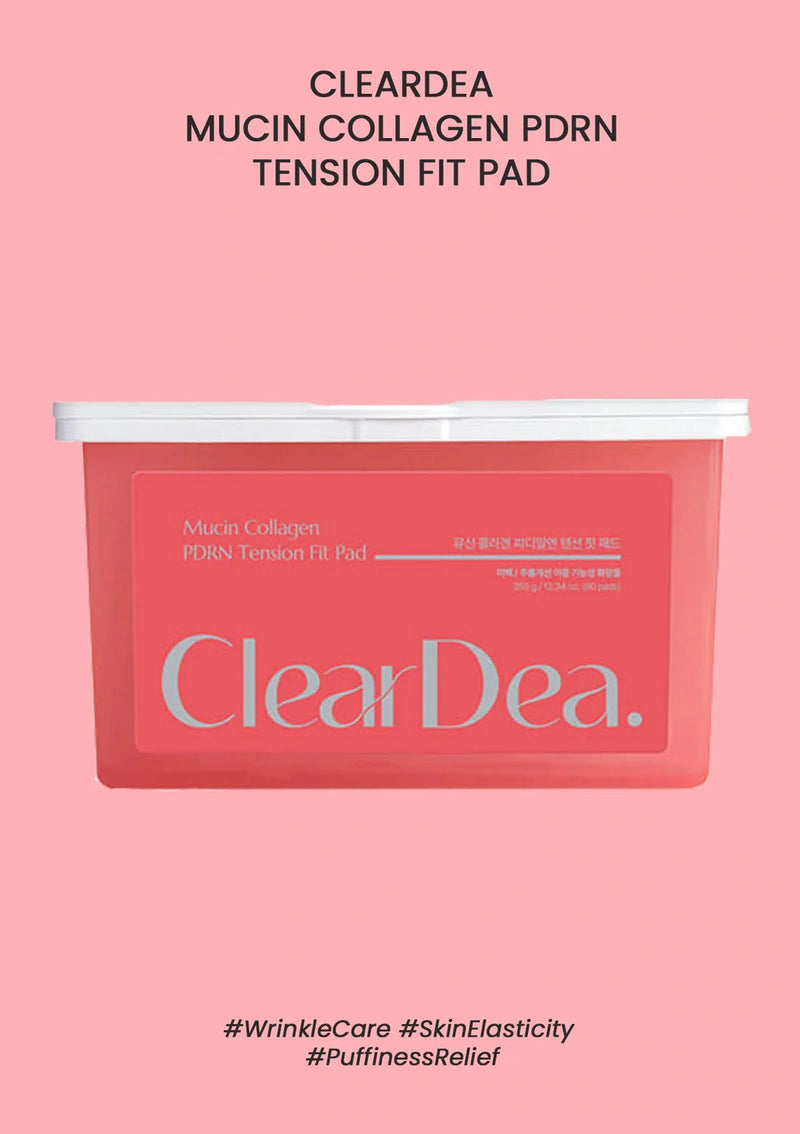 ClearDea mucin collagen pad on a pink background