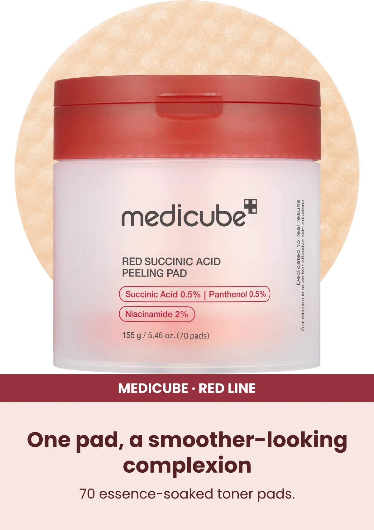 Medicube Red Succinic Acid Peeling Pad (1 Box = 70 Pads) — One pad, a smoother-looking complexion