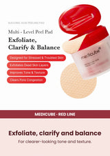 Medicube Red Succinic Acid Peeling Pad (1 Box = 70 Pads) — Exfoliate, clarify and balance