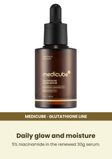 Medicube Glutathione Glow Serum — Daily glow and moisture. 5% niacinamide in the renewed 30g serum.