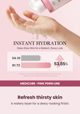 Medicube PDRN Pink Cica Soothing Toner — Refresh thirsty skin. A watery layer for a dewy-looking finish.