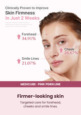 Medicube PDRN Pink Peptide Serum — Firmer-looking skin. Targeted care for forehead, cheeks and smile lines.