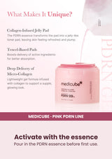 Medicube PDRN Pink Collagen Toning Gel Toner Pad — Activate with the essence. Pour in the PDRN essence before first use.