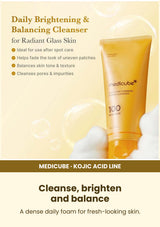 Medicube Kojic Acid Turmeric Toning Cleanser 120g — Cleanse, brighten and balance. A dense daily foam for fresh-looking skin.