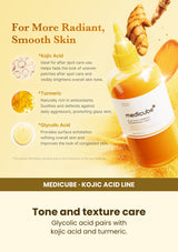 Medicube Kojic Acid Turmeric Toner 250ml — Tone and texture care. Glycolic acid pairs with kojic acid and turmeric.