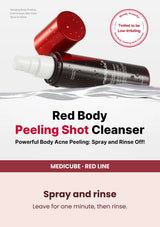 Medicube Red Acne Body Peeling Shot Cleanser 110g — Spray and rinse