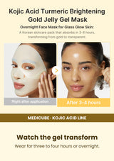 Medicube Kojic Acid Turmeric Gel Mask 4 Masks — Watch the gel transform. Wear for three to four hours or overnight.