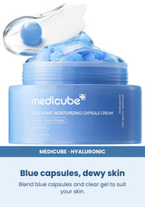 Medicube Hyaluronic Moisturizing Capsule Cream 55g — Blue capsules, dewy skin