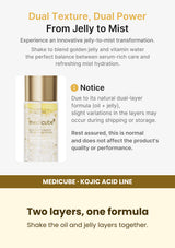 Medicube Kojic Acid Turmeric Jelly Mist 100ml — Two layers, one formula. Shake the oil and jelly layers together.