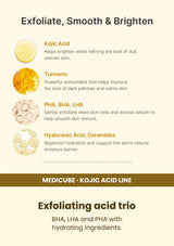 Medicube Kojic Acid Turmeric Peel Shot 80ml — Exfoliating acid trio. BHA, LHA and PHA with hydrating ingredients.