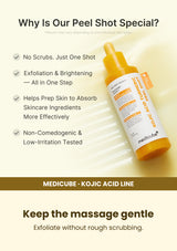 Medicube Kojic Acid Turmeric Peel Shot 80ml — Keep the massage gentle. Exfoliate without rough scrubbing.