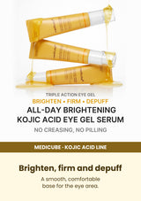 Medicube Kojic Acid Turmeric Eye Serum 30ml — Brighten, firm and depuff. A smooth, comfortable base for the eye area.