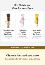 Medicube Kojic Acid Turmeric Eye Serum 30ml — Choose focused eye care. Kojic gel care for dark circles and puffiness.