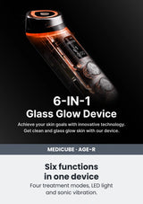 Medicube Six functions in one device. Four treatment modes, LED light and sonic vibration.
