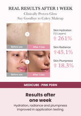 Medicube PDRN Pink Collagen Bubble Serum — Measured hydration and glow. Hydration, radiance and plumpness improved in application testing.