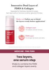 Medicube PDRN Pink Collagen Bubble Serum — Blend the dual-layer formula. Shake to combine the PDRN and collagen layers evenly.