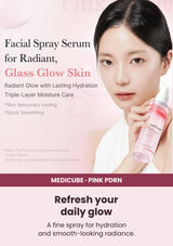 Medicube PDRN Pink Glutathione Serum Mist — Hydration whenever skin feels dry. A fine spray for hydration and smooth-looking radiance.
