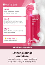 Medicube PDRN Hydrating Gel Cleanser — How the cleanser fits your routine. A small amount creates soft foam for your morning or evening wash.