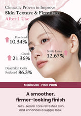 Medicube PDRN Pink Collagen Glow Jelly Mist Serum — Care for texture and bounce. Jelly-serum care refreshes skin and enhances a supple look.