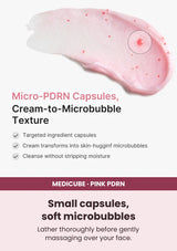 Medicube PDRN Pink Glutathione Capsule Cleansing Foam — Gentle foam, thorough cleansing. Lather thoroughly before gently massaging over your face.