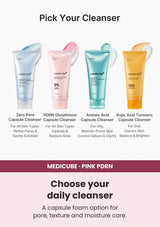 Medicube PDRN Pink Glutathione Capsule Cleansing Foam — Find the cleansing texture you prefer. A capsule foam option for pore, texture and moisture care.
