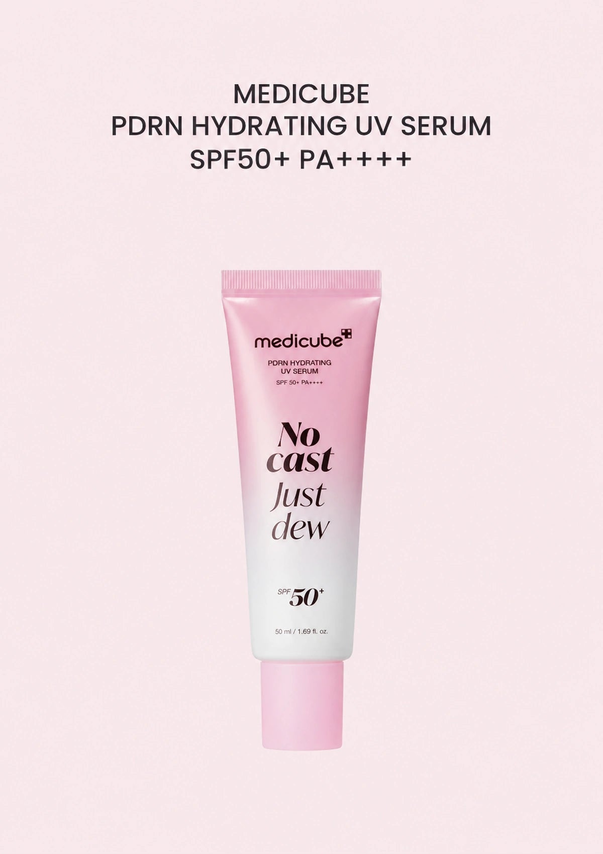 Medicube PDRN Hydrating UV Serum SPF50+ PA++++ 50ml — approved Pink PDRN main image with confirmed Korean-version tube