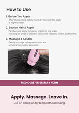 Medicube Rosemary PDRN Scalp Serum — Apply. Massage. Leave in. Use on damp or dry scalp without rinsing.
