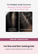 Medicube Rosemary PDRN Scalp Serum — For fine and flat-looking hair. Target dry, flaky-feeling scalp and weak roots.