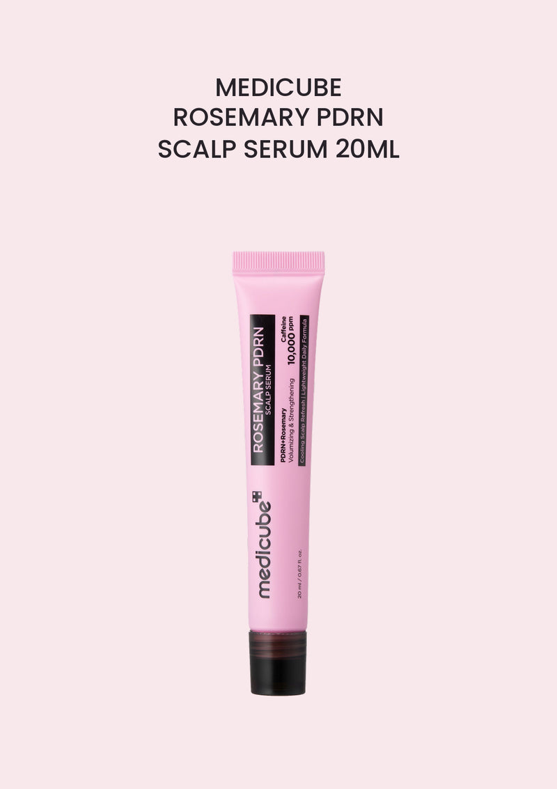Medicube Rosemary PDRN Scalp Serum 20ml pink tube on a pale pink background