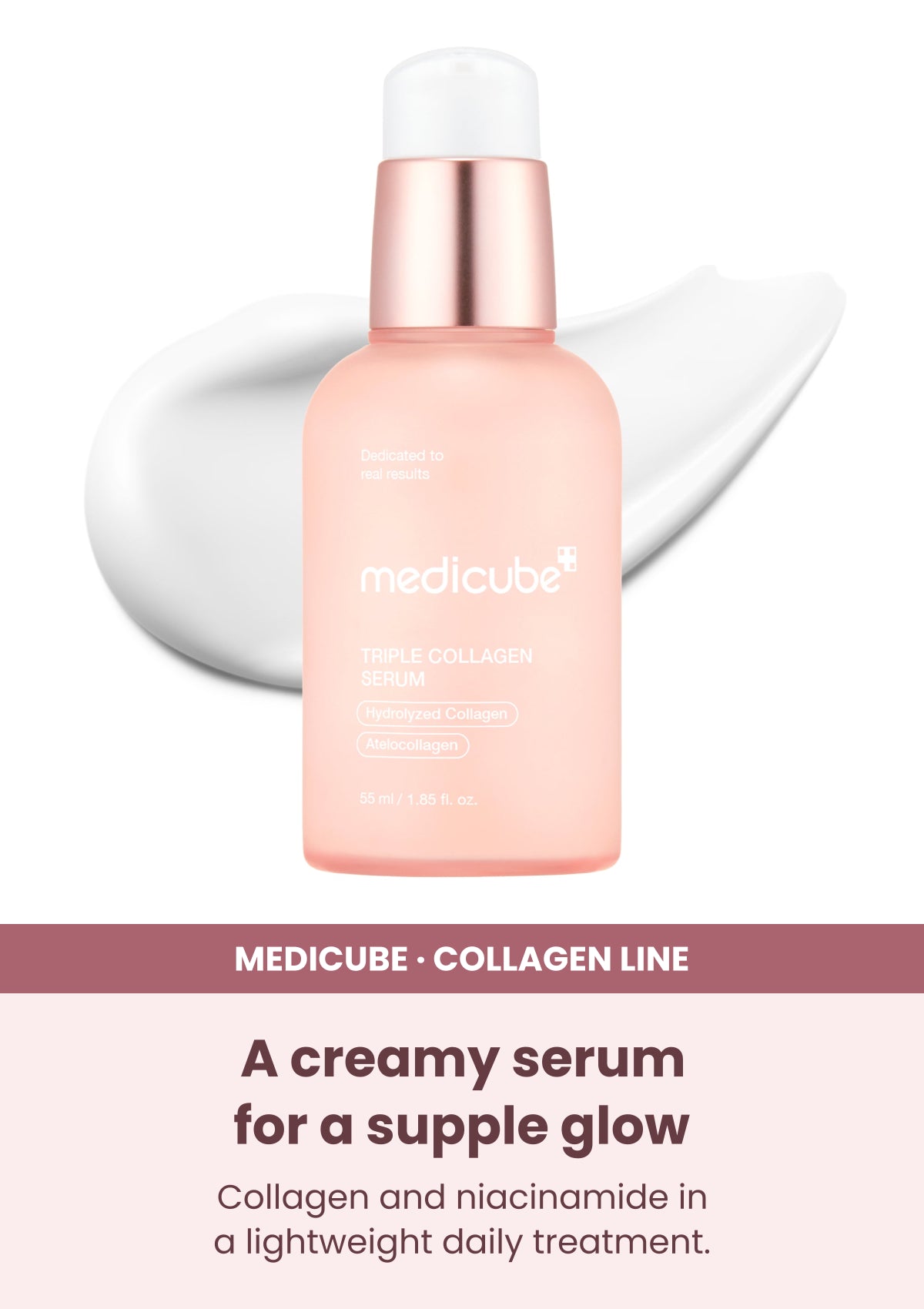 Medicube triple collagen serum 4 0 55ml — A creamy serum for a supple glow. Collagen and niacinamide in a lightweight daily treatment.
