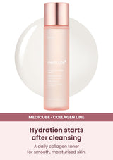 Medicube triple collagen toner 4 0 140ml — Hydration starts after cleansing. A daily collagen toner for smooth, moisturised skin.