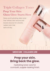 Medicube triple collagen toner 4 0 140ml — Prep your skin. Bring back the glow. Hydrating toner care for a smooth, supple-looking finish.