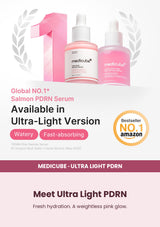 Medicube Ultra Light PDRN Pink Peptide Serum 30ml — Meet Ultra Light PDRN. Fresh hydration. A weightless pink glow.