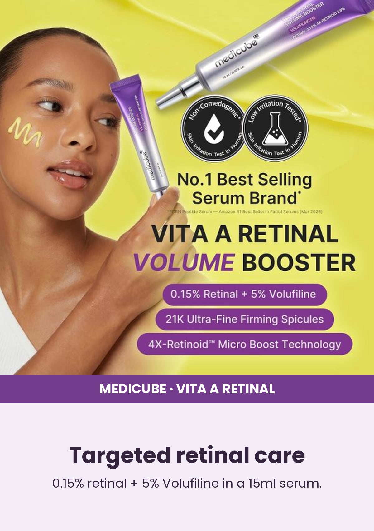 Medicube Vita A Retinal Volume Booster 15ml — Targeted retinal care. 0.15% retinal + 5% Volufiline in a 15ml serum.
