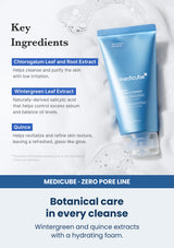 Medicube zero foam cleanser 120g — Botanical care in every cleanse. Wintergreen and quince extracts with a hydrating foam.