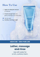 Medicube zero foam cleanser 120g — Lather, massage and rinse. Use with water for a rich, cushiony foam.