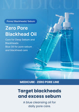 Medicube zero pore blackhead deep cleansing oil 205ml — Target blackheads and excess sebum. A blue cleansing oil for daily pore care.