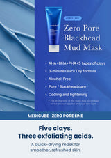 Medicube zero pore blackhead mud mask 100g — Five clays. Three exfoliating acids. A quick-drying mask for smoother, refreshed skin.