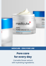 Medicube zero pore cream 2 0 50ml — Pore care for every day. Camellia flower extract with hydrating ingredients.