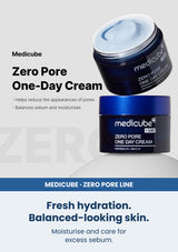 Medicube zero pore one day cream 50ml — Fresh hydration. Balanced-looking skin. Moisturise and care for excess sebum.