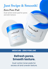 Medicube zero pore pad 2 0 1 box 70 pads — Refresh pores. Smooth texture. Dual-action toner pads for excess oil and uneven texture.