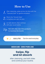 Medicube zero pore pad 2 0 1 box 70 pads — Swipe, flip and let absorb. After cleansing, use both sides and continue your routine.