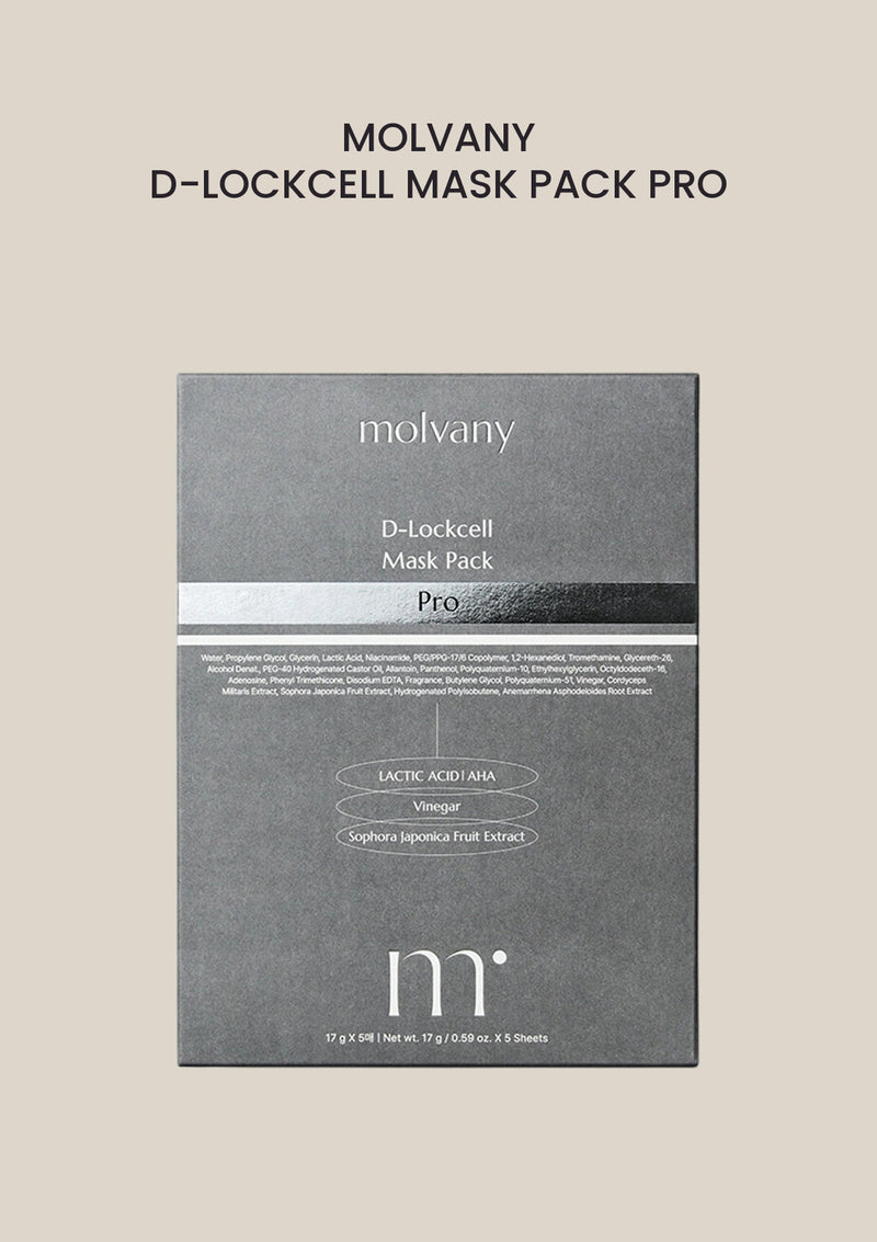 MOLVANY D-lockcell Mask Pack Pro (1 Box = 5 Masks X 17g) — product and packaging.