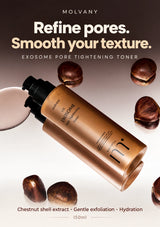 MOLVANY Exosome Pore Tightening Toner 150ml with chestnut shell extract for pore care and smoother texture