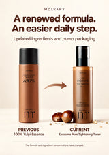 MOLVANY toner formula and pump packaging update from the previous 100% Yulpi Essence