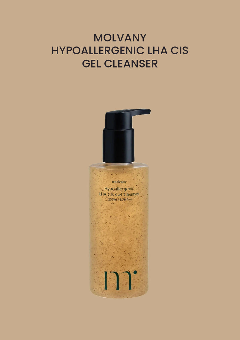 MOLVANY Hypoallergenic LHA CIS Gel Cleanser 200ml — product and packaging.