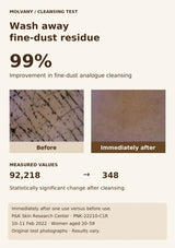 Original MOLVANY fine-dust analogue cleansing test showing 99% improvement after one use